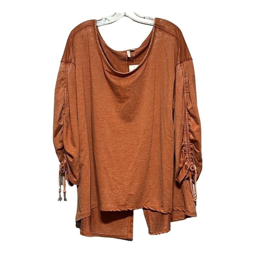 Cato Slouchy Drawstring Sweatshirt in Rust Plus Size 24 Scoop Neck Relaxed Fit